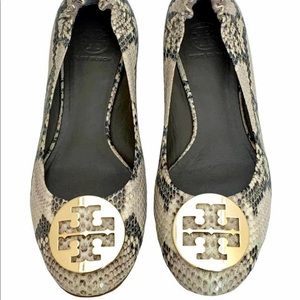 Authentic Tory Burch Snakeskin Reva Flats